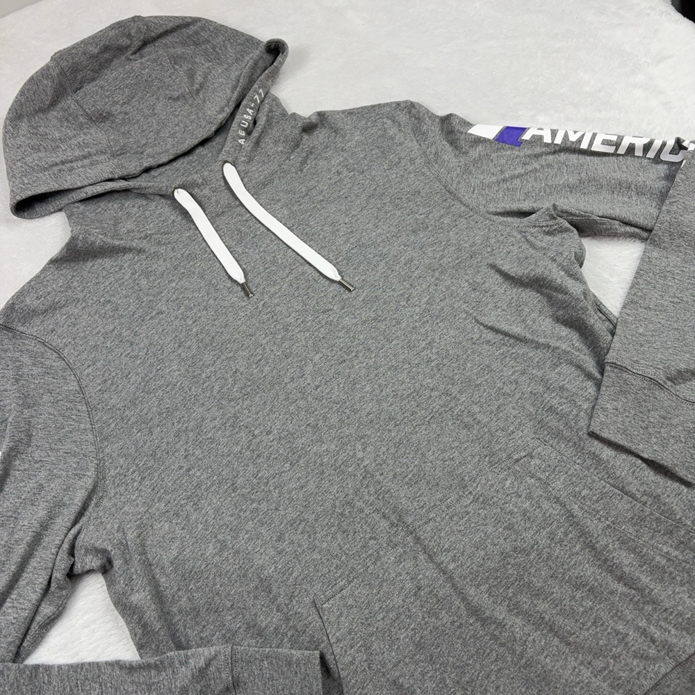 American Eagle Hoodie Pullover Men M Gray Fleece Hooded Pockets Drawstring